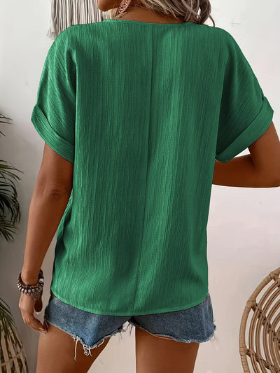 Mira | Button Front Notched Neck Blouse
