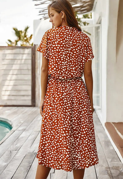 Amber - Printed V-Neck Dress