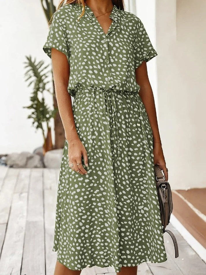Amber - Printed V-Neck Dress