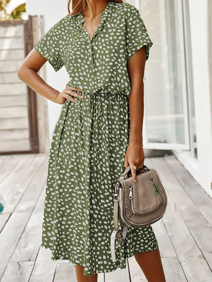 Amber - Printed V-Neck Dress