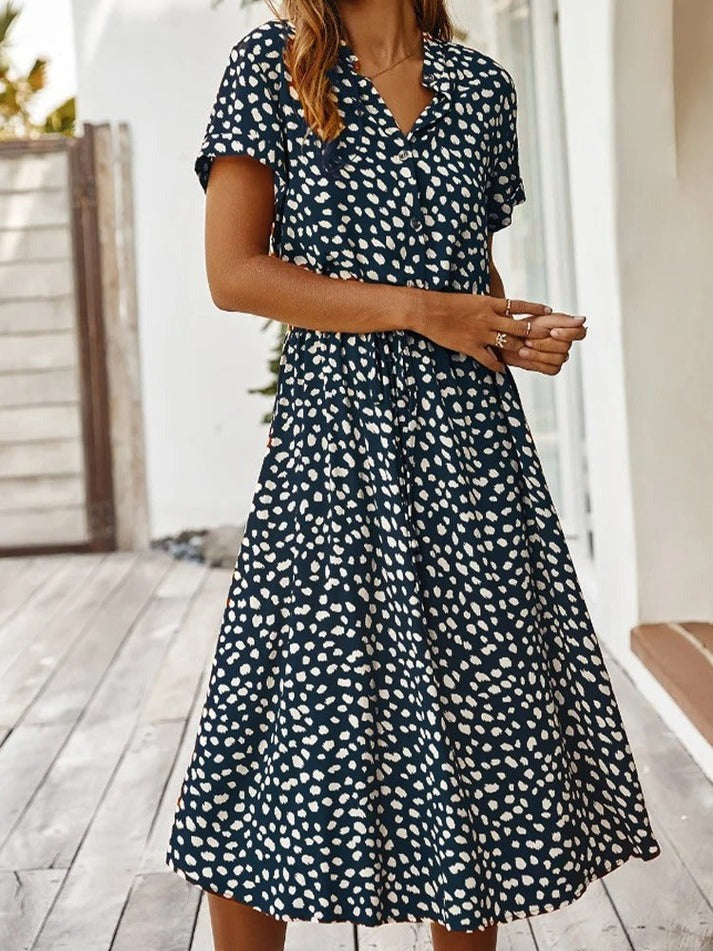 Amber - Printed V-Neck Dress