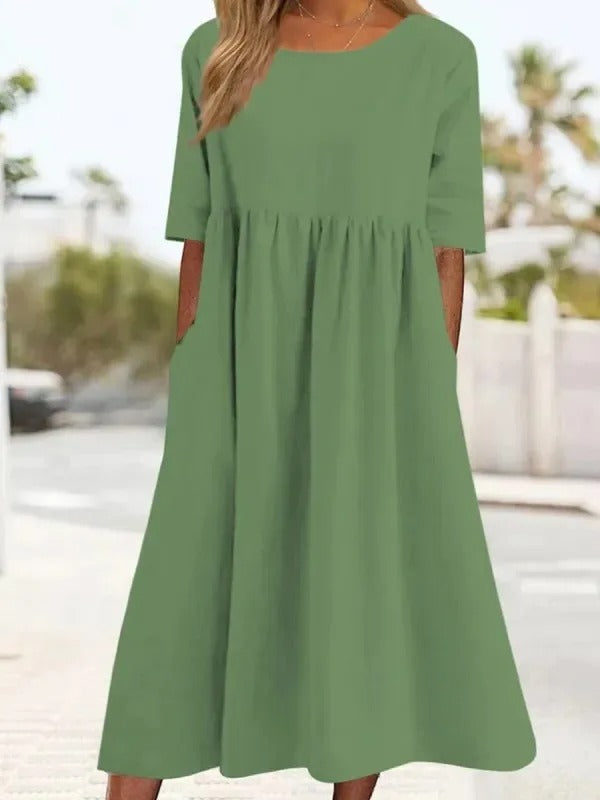 Aria- Stylish Midi Dress - Belly Coverage